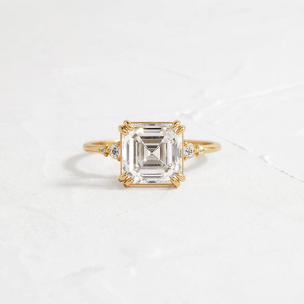 Asscher Cut Five Stone Moissanite Engagement Ring
