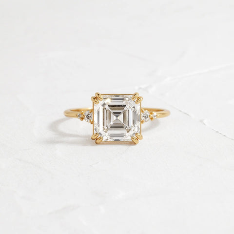 Asscher Cut Five Stone Moissanite Engagement Ring
