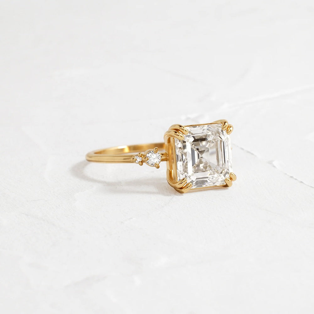 Asscher Cut Five Stone Moissanite Engagement Ring