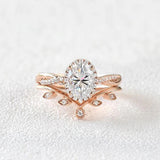 Oval Cut Twisted Moissanite D Color Wedding Ring Set For Women