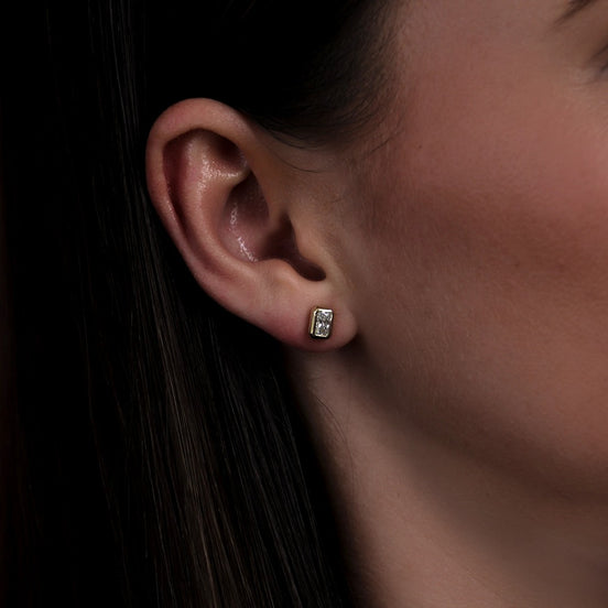 Radiant Cut Moissanite Stud Earring Gift For Her