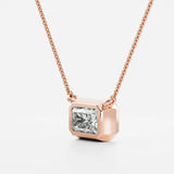 Bezel Solitaire Radiant Cut Lab Created Diamond Pendant