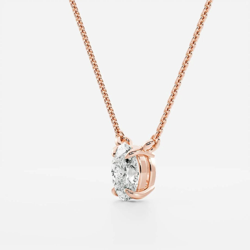 Solitaire Oval Cut Lab Created Claw Prong Pendant Christmas Gift