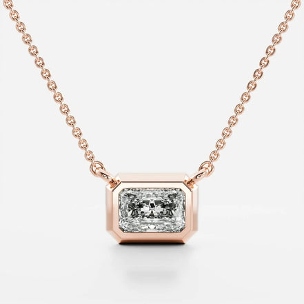 Bezel Solitaire Radiant Cut Lab Created Diamond Pendant