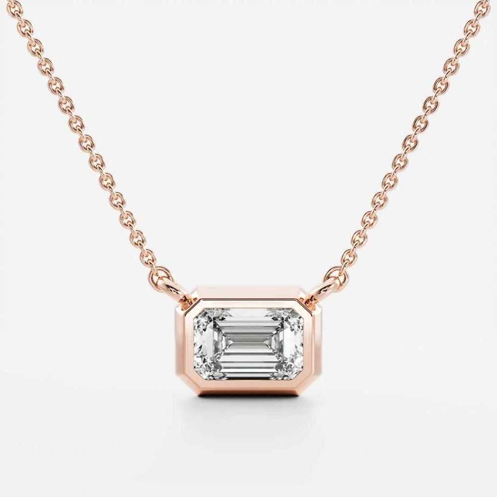 Moissanite Emerald Bezel Pendant Wedding Gift For Women