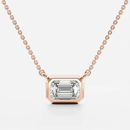 Moissanite Emerald Bezel Pendant Wedding Gift For Women