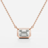 Moissanite Emerald Bezel Pendant Wedding Gift For Women