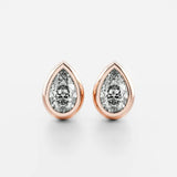 Bezel Set Pear Cut Fancy Moissanite Push Back Earring