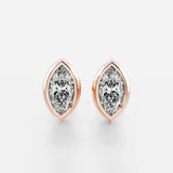 Bezel Set Marquise Cut Moissanite Stud Earring
