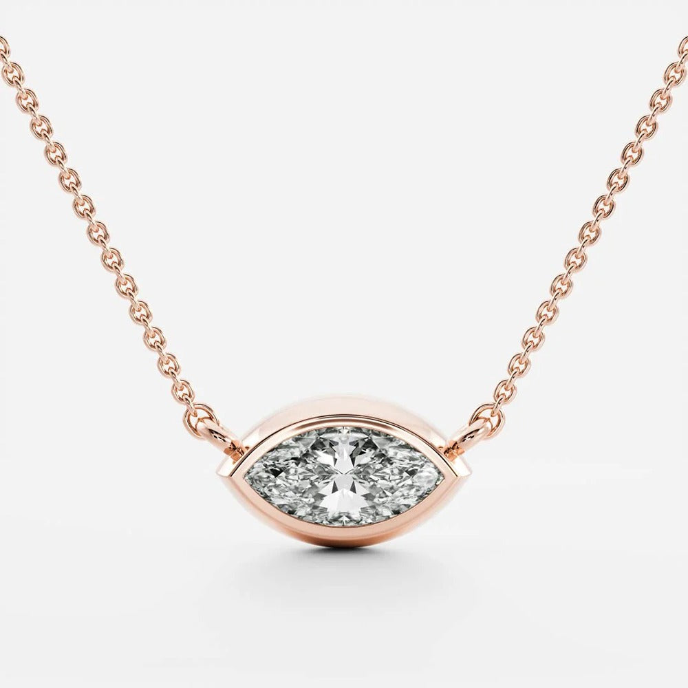 Marquise Cut Lab Created Diamond Solitaire Pendant