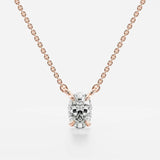 Solitaire Oval Cut Lab Created Claw Prong Pendant Christmas Gift
