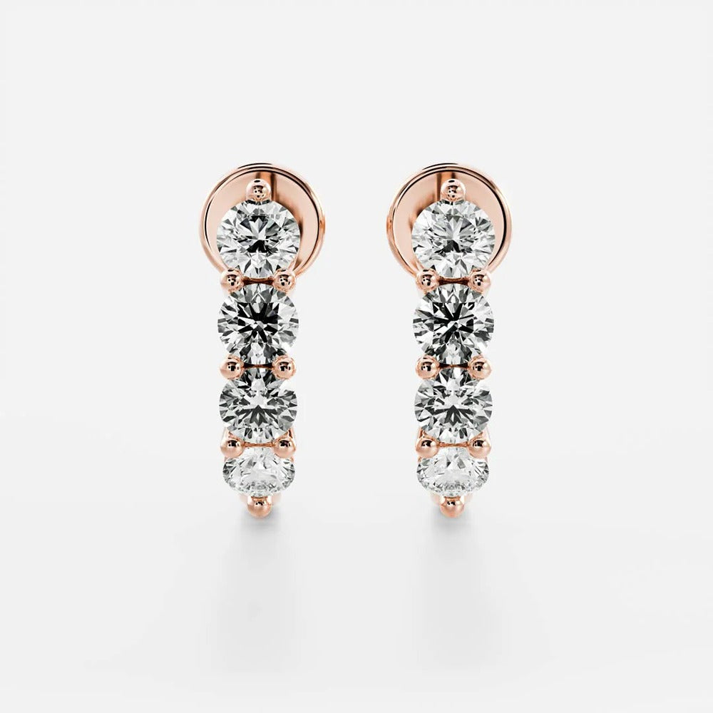 VVS1 Moissanite Round Cut Push Back Earring For Women