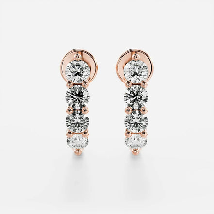 VVS1 Moissanite Round Cut Push Back Earring For Women