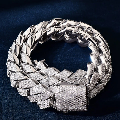 925 Sterling Silver Iced Out Moissanite Cuban Linked Chain