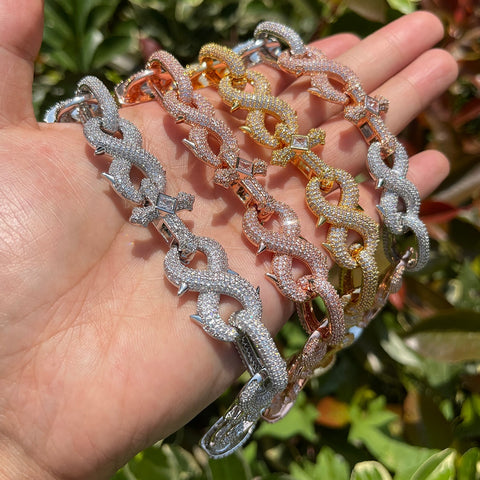 Iced Out Cross Infinity Moissanite Chain For Men's
