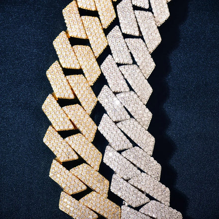 925 Sterling Silver Iced Out Moissanite Cuban Linked Chain