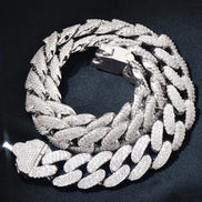 D Color Moissanite Buckle Clasp Curb Cuban Chain Gift For Men's