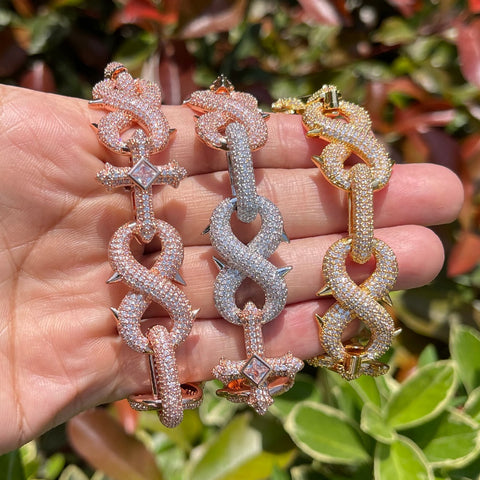 Iced Out Cross Infinity Moissanite Chain For Men's