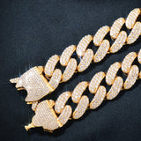 D Color Moissanite Buckle Clasp Curb Cuban Chain Gift For Men's