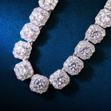 D Color Moissanite Round Cut Clustered Tennis Cuban Chain