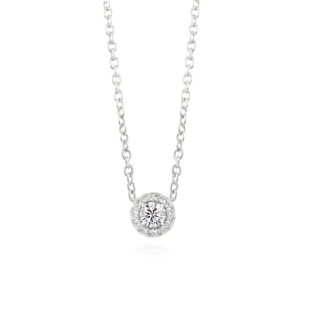 Moissnaite Round Cut Halo Fancy Pendant For Women
