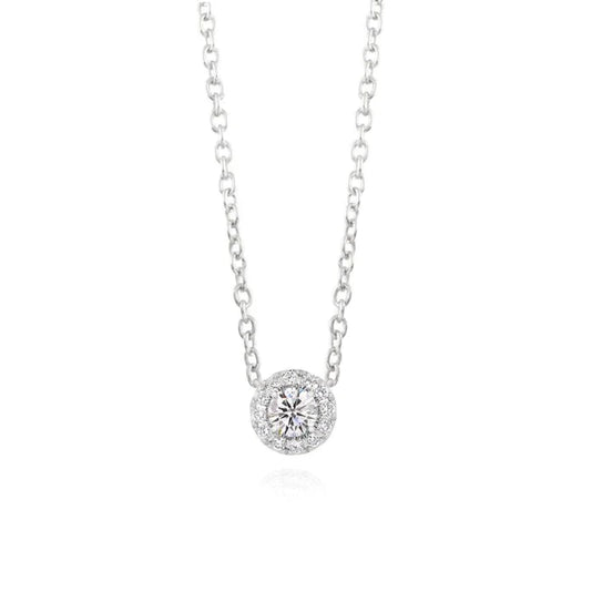 Moissnaite Round Cut Halo Fancy Pendant For Women