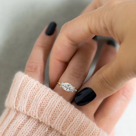 Marquise Cut Moissnaite Vintage Engagement Ring