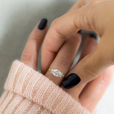 Marquise Cut Moissnaite Vintage Engagement Ring