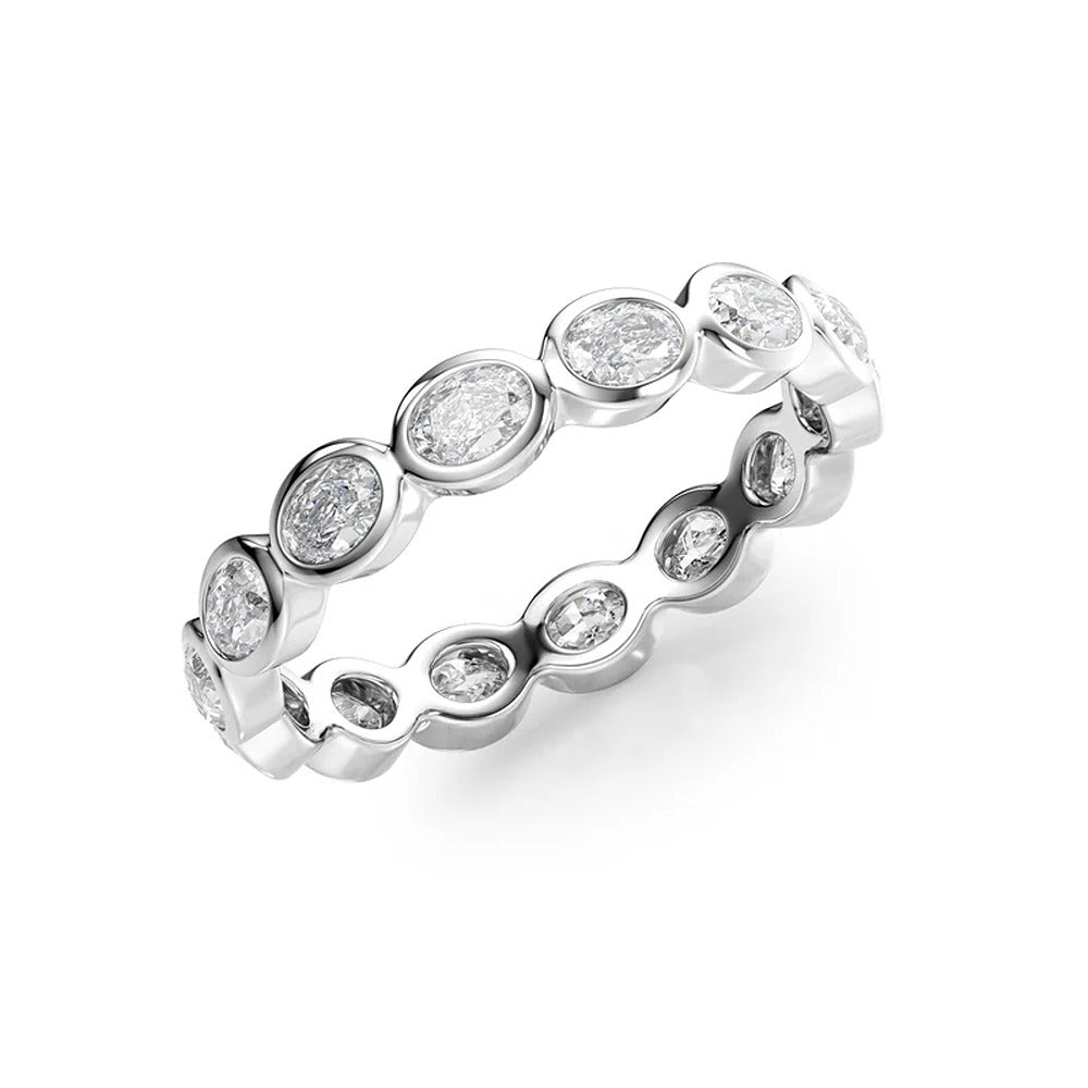 Bezel Set Oval Cut D Color Moissanite Full Eternity Band