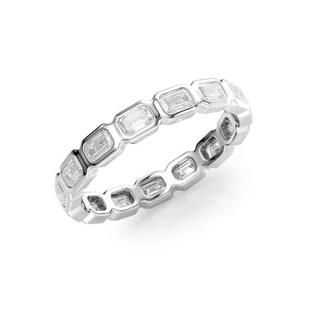 Moissnite Emerald Cut Bezel Set Wedding Band Gift For Women