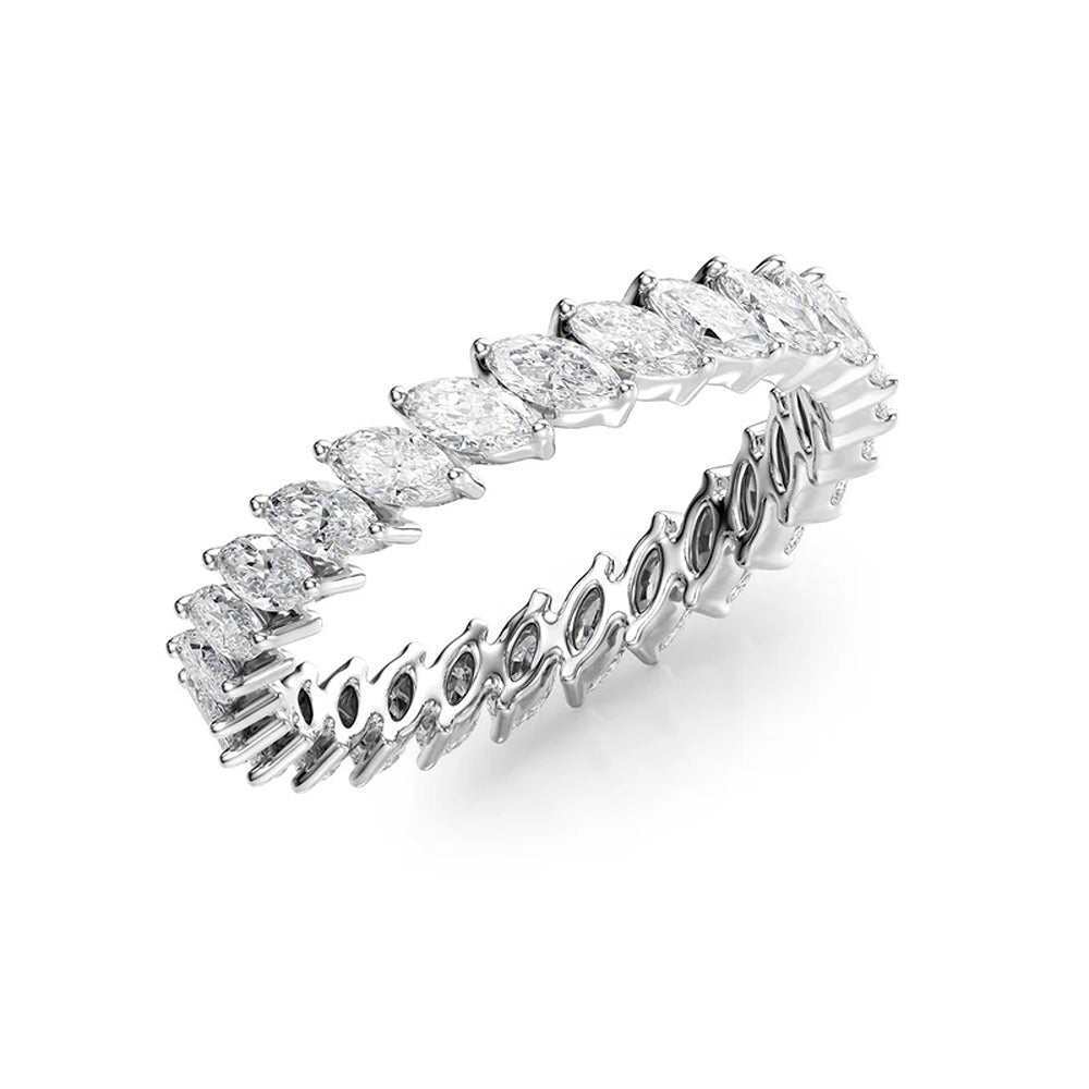 Full Eternity Moissanite Marquise Cut Wedding Band For Her