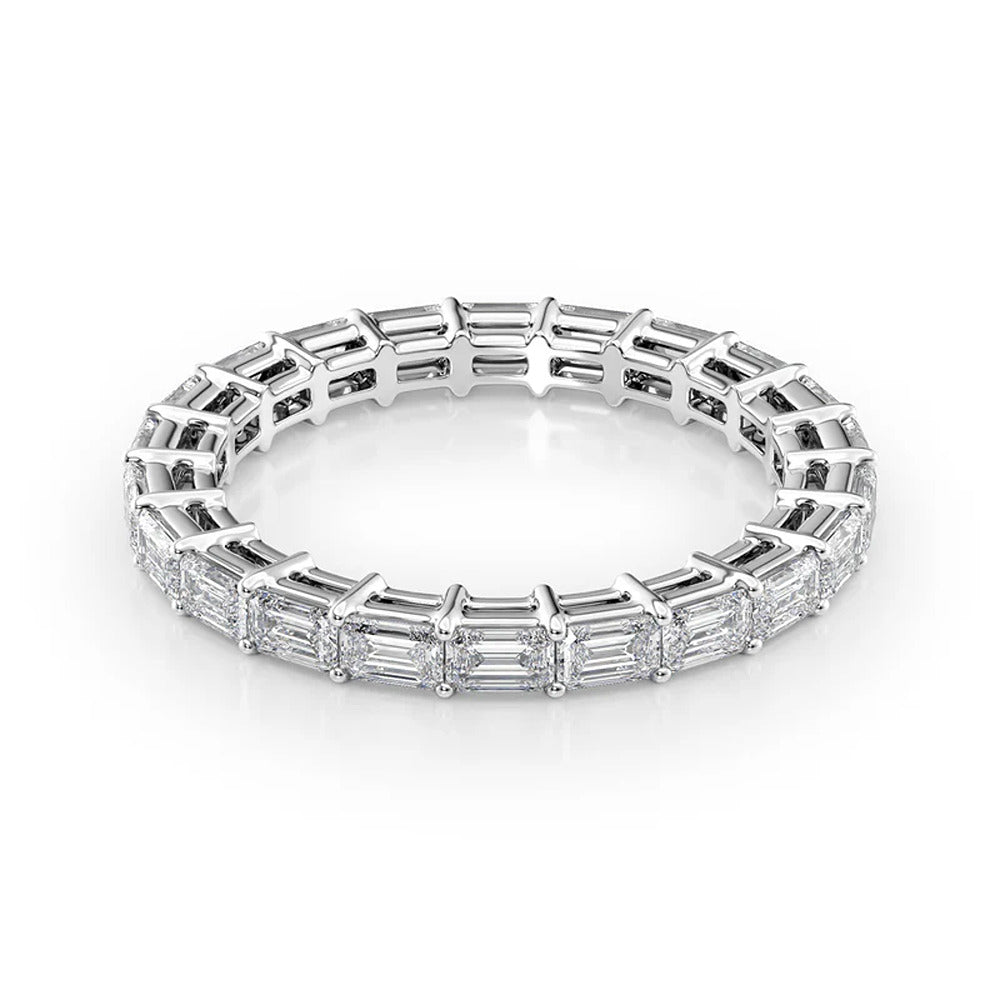 Moissanite Emerald Cut Full Eternity Wedding Proposal Band