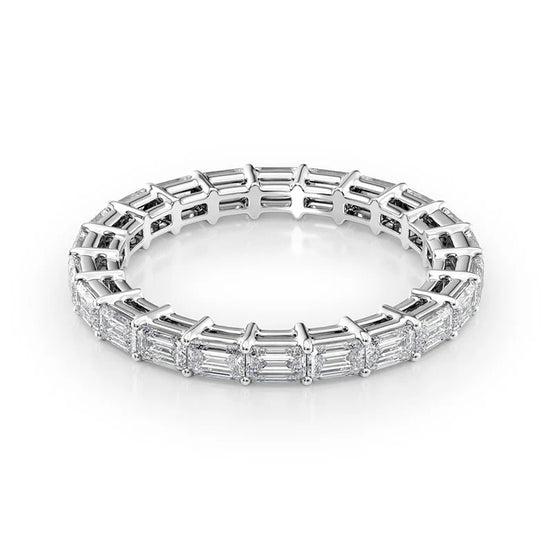 Moissanite Emerald Cut Full Eternity Wedding Proposal Band