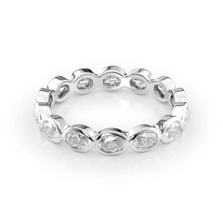 Bezel Set Oval Cut D Color Moissanite Full Eternity Band