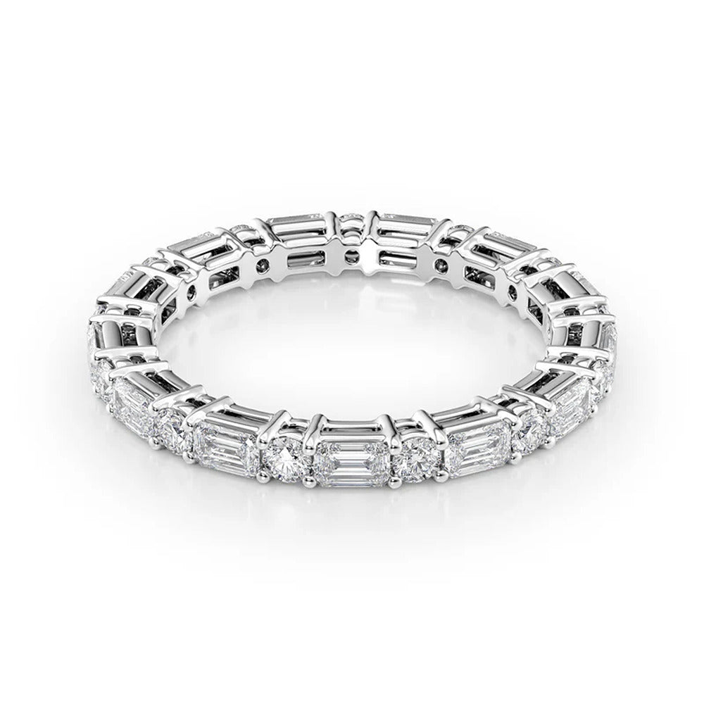 Round & Emerald Cut Full Eternity Moissanite Band