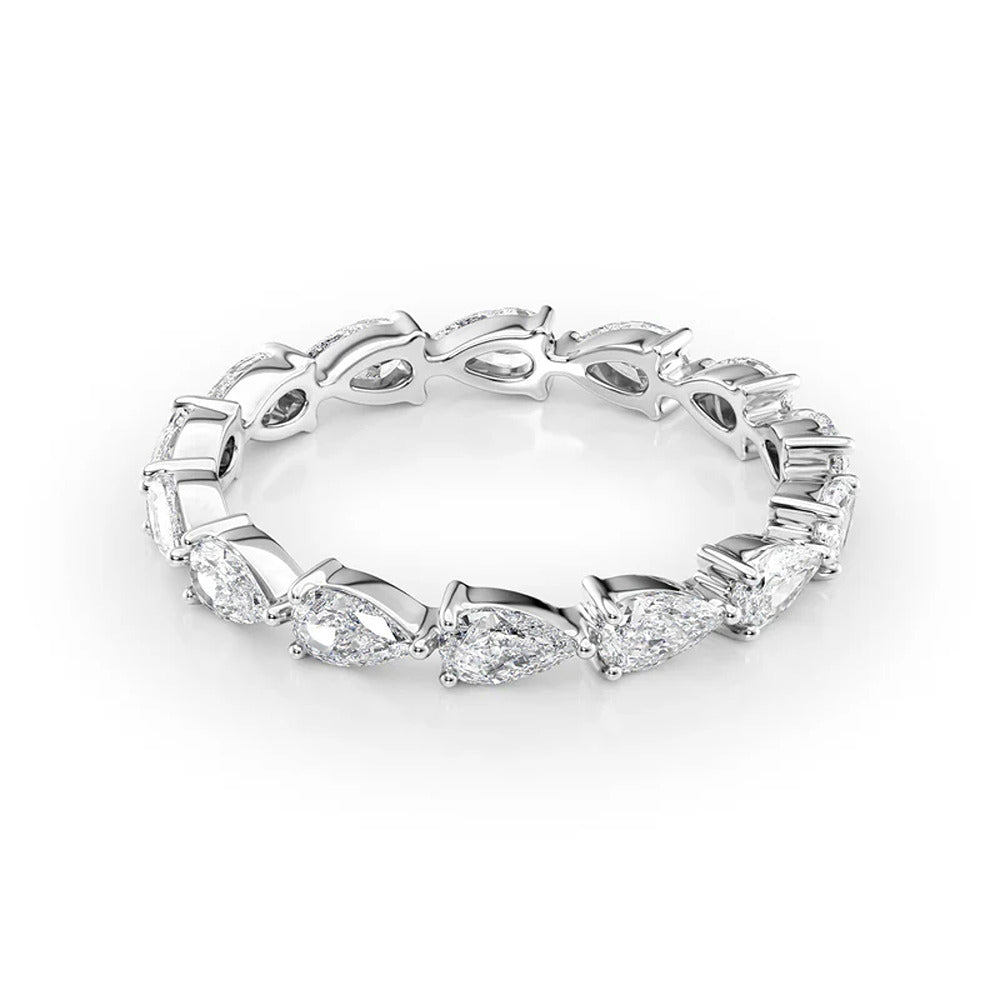 Pear Cut Moissanite Diamond Full Eternity Wedding Band
