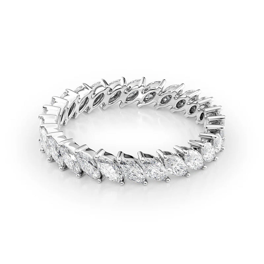Full Eternity Moissanite Marquise Cut Wedding Band For Her