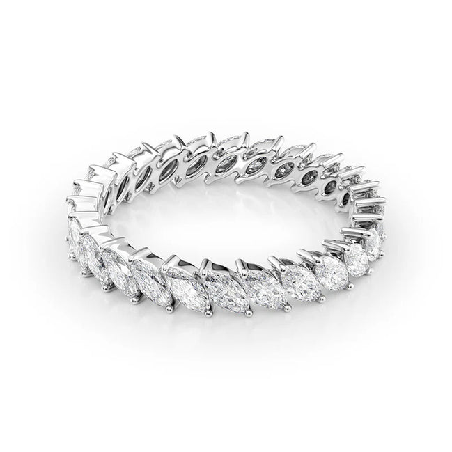 Full Eternity Moissanite Marquise Cut Wedding Band For Her