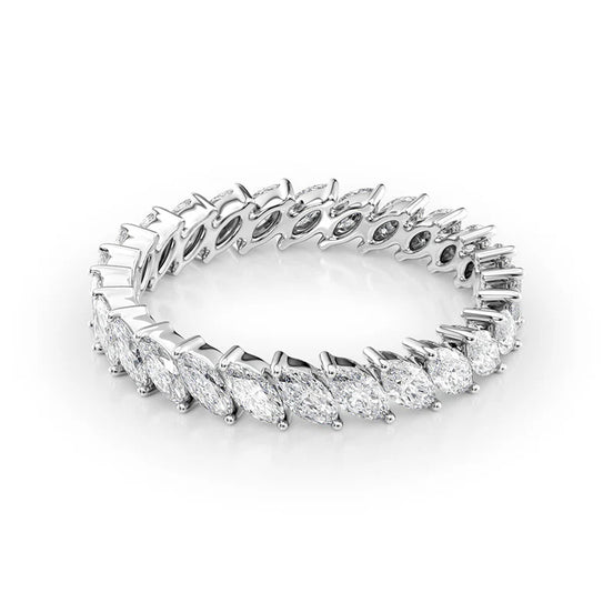 Full Eternity Moissanite Marquise Cut Wedding Band For Her
