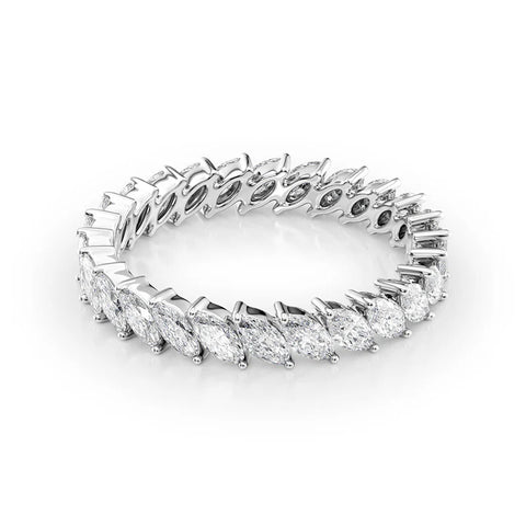 Full Eternity Moissanite Marquise Cut Wedding Band For Her