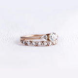 Round & Pear Cut Moissanite Three Stone Bridal Set
