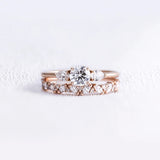 Round & Pear Cut Moissanite Three Stone Bridal Set