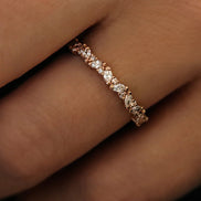 Round & Marquise Cut Moissanite Half Eternity Band