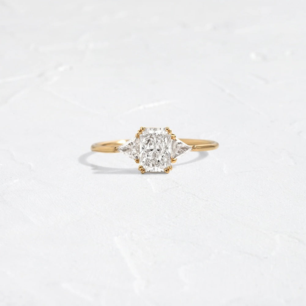 Radiant Cut Three Stone Moissanite Wedding Ring
