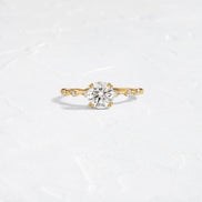 Moissanite Round Cut Distance Pave Engagement Ring