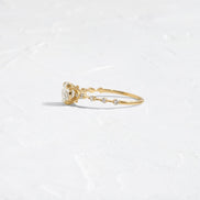 Moissanite Round Cut Distance Pave Engagement Ring