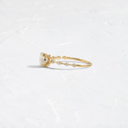 Moissanite Round Cut Distance Pave Engagement Ring