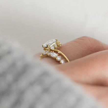 Cluster Style Moissanite Radiant Cut Engagement Ring