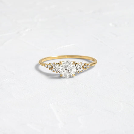 Round Cut Vintage Colorless Moissanite Engagement Ring