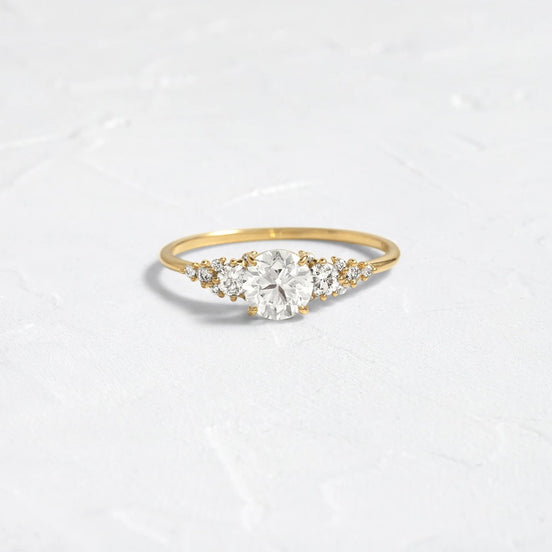 Round Cut Vintage Colorless Moissanite Engagement Ring